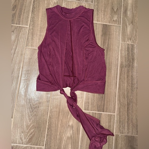 Free People Intimately Mock Neck Split Front Tie Cami - Wine/Bordeaux Size Large - Picture 10 of 16